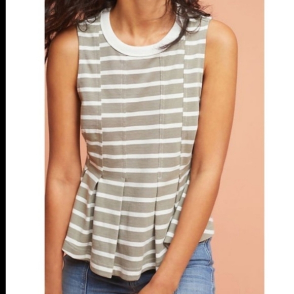 Anthropologie Postmark Stripe Peplum Top - Picture 1 of 9